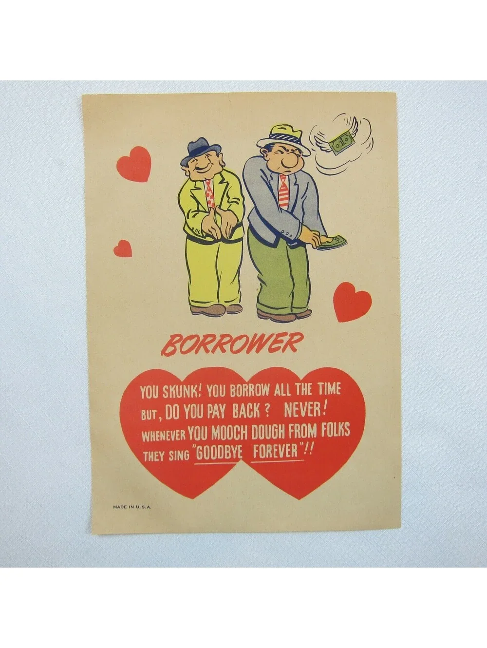 Vintage Vinegar Valentine Borrower Penny Dreadful Sarcasm Insult Poem Ephemera